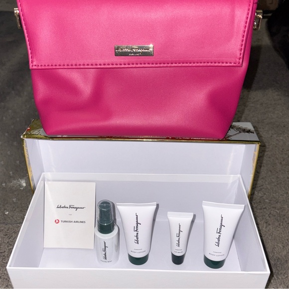 Salvatore Ferragamo Handbags - Salvatore Ferragamo Pink Cosmetic Bag with Gold Chain